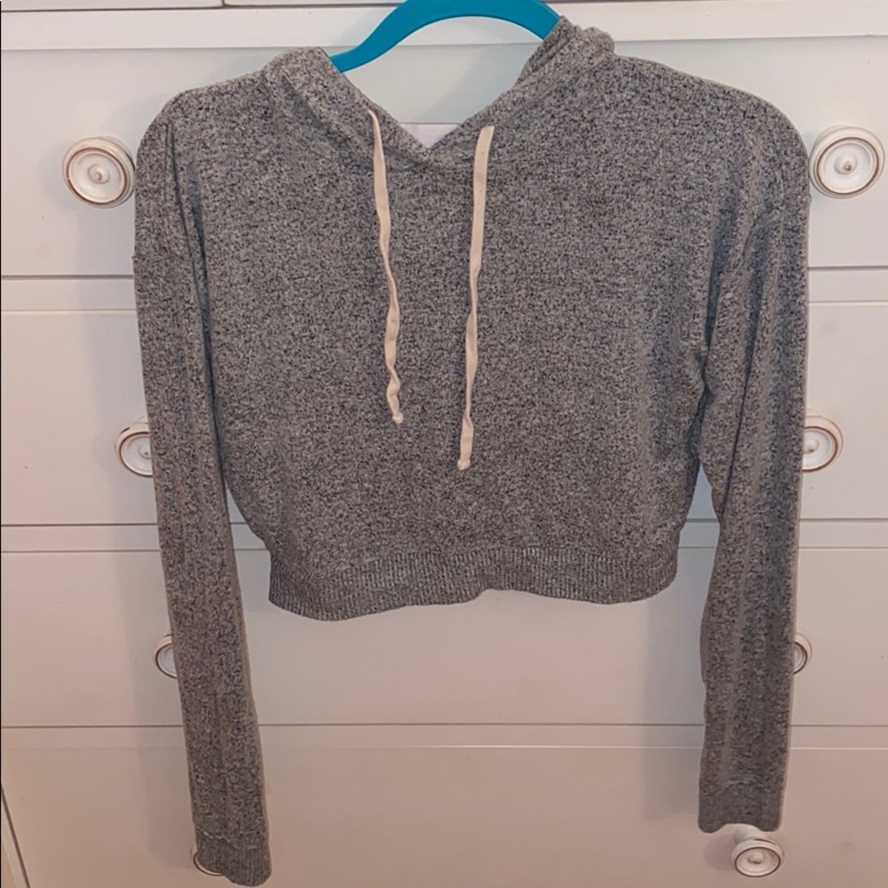 DOUBLE ZERO Grey Lightweight Cropped Hoodie S